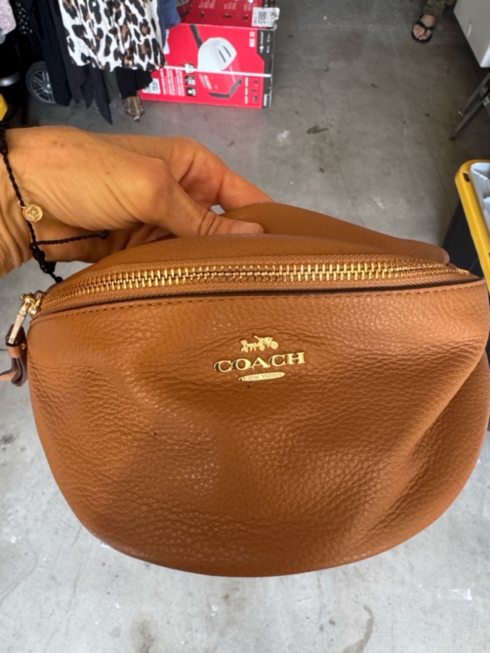 Coach Brown Leather Belt Bag with Gold Hardware